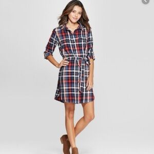 Universal Thread Flannel Shirt Dress Size Large Tartan Plaid Preppy U7